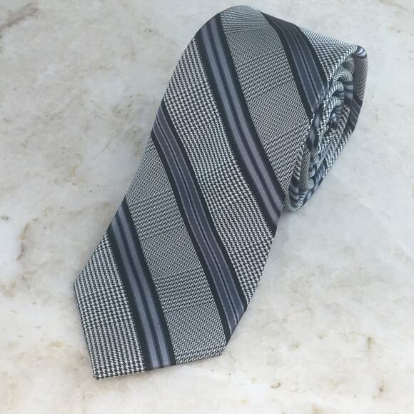 BEN SHERMAN GRAY BLUE REGIMENT STRIPE NECKTIE - Picture 8 of 12